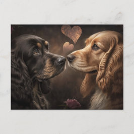 Zwei Hunde lieben Valentine/Jubiläum Postkarte