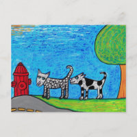 Zwei Hunde niffen Hintern Postkarte