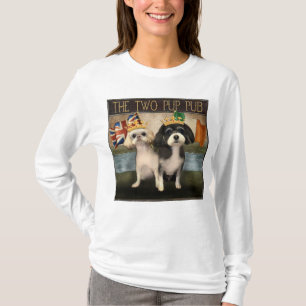 Zwei-Hunde-Pub-Schild mit britischen und irischen T-Shirt