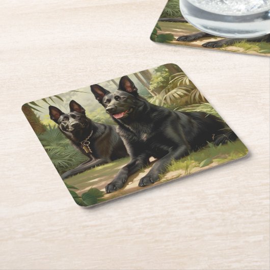 Zwei Hunde Rechteckiger Pappuntersetzer (angewinkelt)