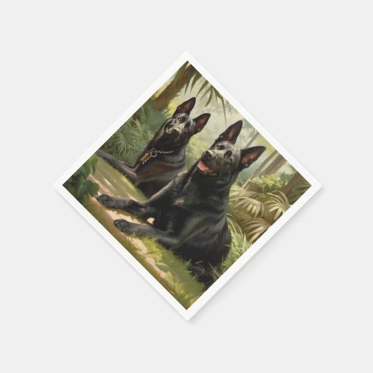 Zwei Hunde Serviette (Ecke)