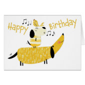 Zwei Hunde und ein Vogel zum Geburtstag singen (Vorderseite (Horizontal))