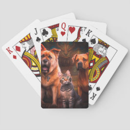 Zwei Hunde und eine Katze Spielkarten