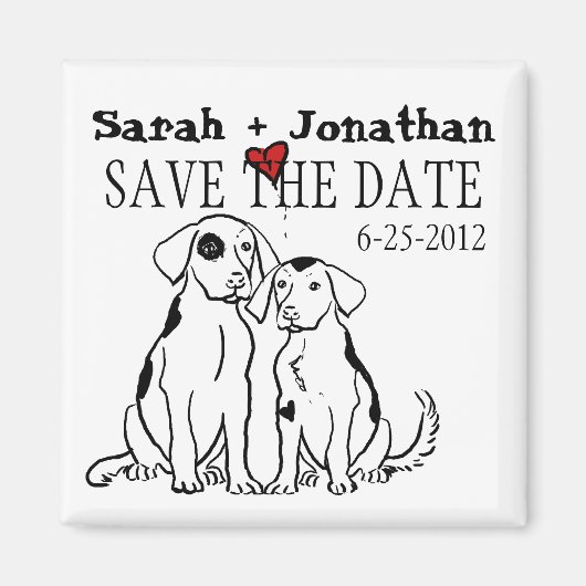 Zwei Hunde Welpe Liebe Save the Date Magnet (Vorne)