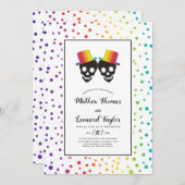 Zwei Hütten mit Hut Regenbogenfarben Homosexuelle  Einladung (Vorne/Hinten)