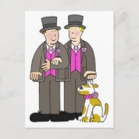 Zwei Hütten und ihr Hund-Hochzeitstag-Cartoon