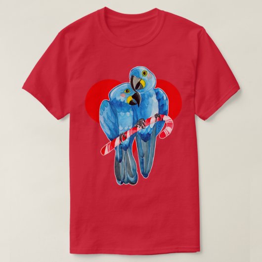 Zwei Hyacinth Macaw Parrots auf Candy Cane1 T-Shirt (Design vorne)