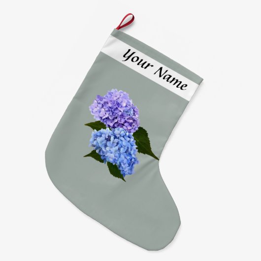 Zwei Hydrangea Lavender und Blau Großer Weihnachtsstrumpf (Vorderansicht (hängend))