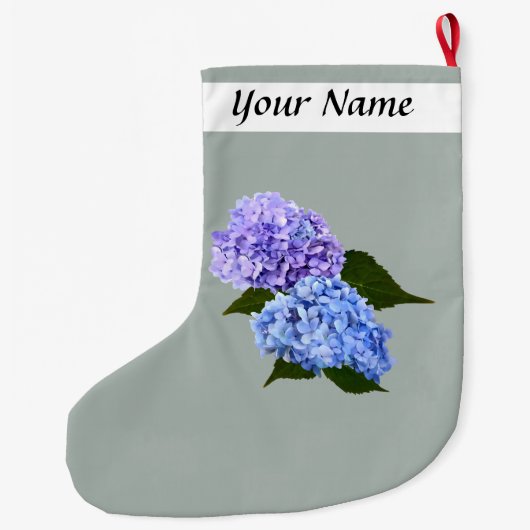 Zwei Hydrangea Lavender und Blau Großer Weihnachtsstrumpf (Rückseite)