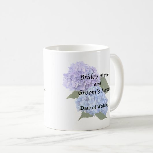 Zwei Hydrangea Lavender und Blau Kaffeetasse (VorderseiteRechts)