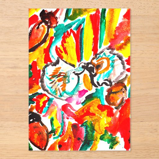 Zwei Igel spielen Herbst . Acryleinladungen (Vorderseite)