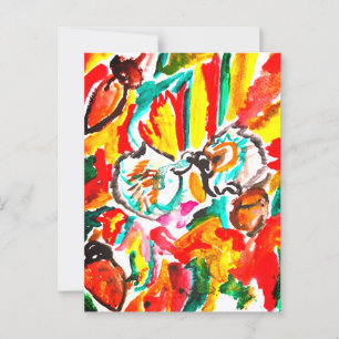 Zwei Igel spielen Herbst . Postkarte