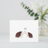 Zwei Igel unter dem Mistleton Postkarte (Stehend Vorderseite)