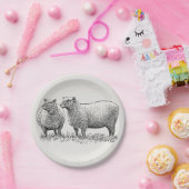 Zwei Illustrierte Schafe Pappteller (Party)