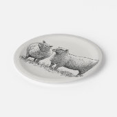 Zwei Illustrierte Schafe Pappteller (Schrägansicht)
