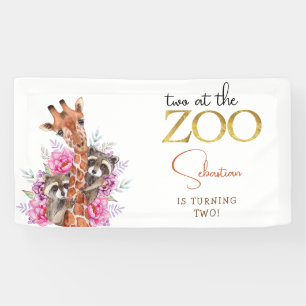 Zwei im Zoo Safari Tiere Kindergeburtstag Party Banner