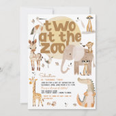 Zwei im Zoo Safari Tiere Kindergeburtstag Party Einladung (Vorderseite)