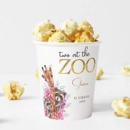Zwei im Zoo Safari Tiere Kindergeburtstag Party Pappbecher