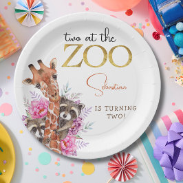 Zwei im Zoo Safari Tiere Kindergeburtstag Party Pappteller