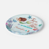 Zwei in die Blue Brown Meerjungfrau Mädchen 2. Geb Pappteller (Schrägansicht)