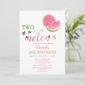 Zwei in einem Melon Wassermelonen 2. Geburtstag Einladung (Stehend Vorderseite)