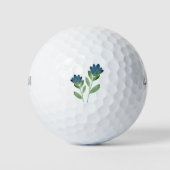 Zwei Indigo Blue Green Watercolor-Blume Golfball (Vorderseite)