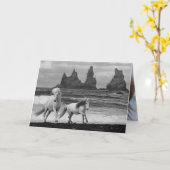 Zwei isländische Pferdepferde-Grußkarte Karte (Gelbe Blume)