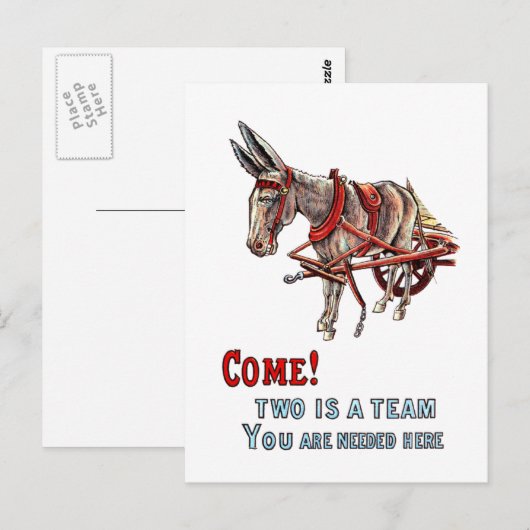 Zwei ist ein Team Postkarte (Vorne/Hinten)