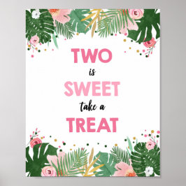 Zwei ist Sweet Tropical Safari Girl Birthday Sign Poster