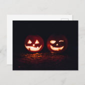 Zwei Jack-o'-Lanterns zu Halloween Postkarte (Vorne/Hinten)