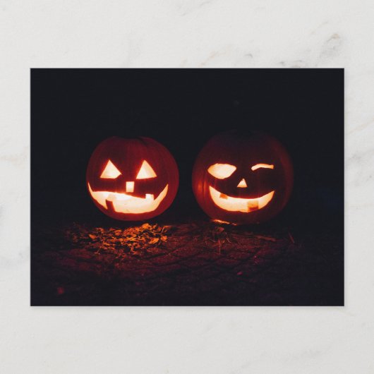 Zwei Jack-o'-Lanterns zu Halloween Postkarte (Vorderseite)