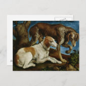 Zwei Jagdhunde an einen Baumstumpf gebunden, c.154 Postkarte (Vorne/Hinten)