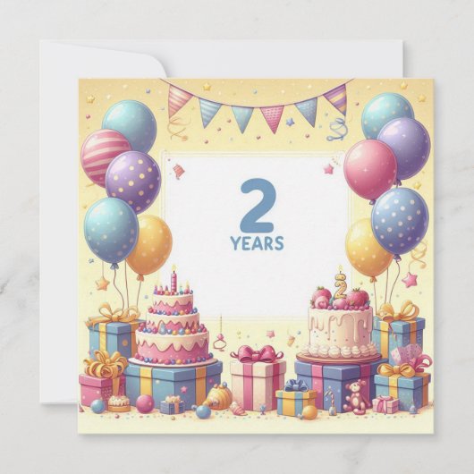 zwei Jahre alt Einladung (Vorderseite)