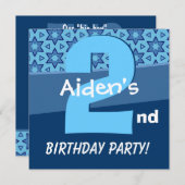 Zwei Jahre alte Birthday Blue Stars für Boy W724 Einladung (Vorne/Hinten)