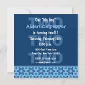 Zwei Jahre alte Birthday Blue Stars für Boy W724 Einladung (Rückseite)