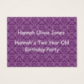 Zwei Jahre alte Mädchen Geburtstagskarte (Rückseite)