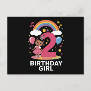 Zwei Jahre altes Geburtstag Mädchen Süß 2. Geburts Postkarte