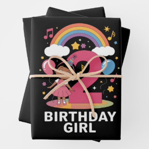 Zwei Jahre altes Geburtstagsmädchen Süß 2. Geburts Geschenkpapier Set