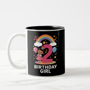 Zwei Jahre altes Geburtstagsmädchen Süßes 2. Gebur Zweifarbige Tasse