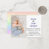 ZWEI JAHRE MIT TONI FEIERN MITTEILUNGSKARTE (Vorderseite/Rückseite Beispiel)