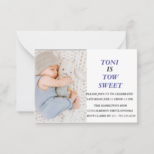 ZWEI JAHRE MIT TONI FEIERN MITTEILUNGSKARTE (Vorderseite)