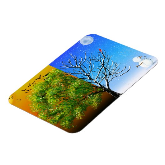 Zwei Jahreszeiten, ein Baum Magnet (Linke Seite)