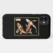 Zwei Japaner Koi Goldfisch auf schwarzem Case-Mate iPhone Hülle (Rückseite (Horizontal))