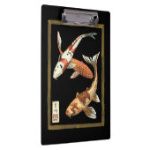 Zwei Japaner Koi Goldfisch auf schwarzem Klemmbrett (Rechts)
