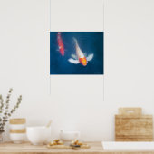 Zwei japanische Koi-Fische im Teich Poster (Küche)