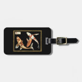 Zwei japanische Koi Goldfish auf schwarzem Hinterg Gepäckanhänger (Vorderseite horizontal)