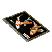 Zwei japanische Koi Goldfish auf schwarzem Hinterg Notizblock (Rechte Seite)