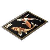 Zwei japanische Koi Goldfish auf schwarzem Hinterg Notizblock (Linke Seite)