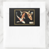 Zwei japanische Koi Goldfish auf schwarzem Hinterg Rechteckiger Aufkleber (Tasche)