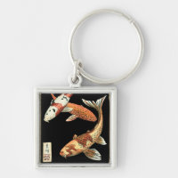 Zwei japanische Koi Goldfish auf schwarzem Hinterg
